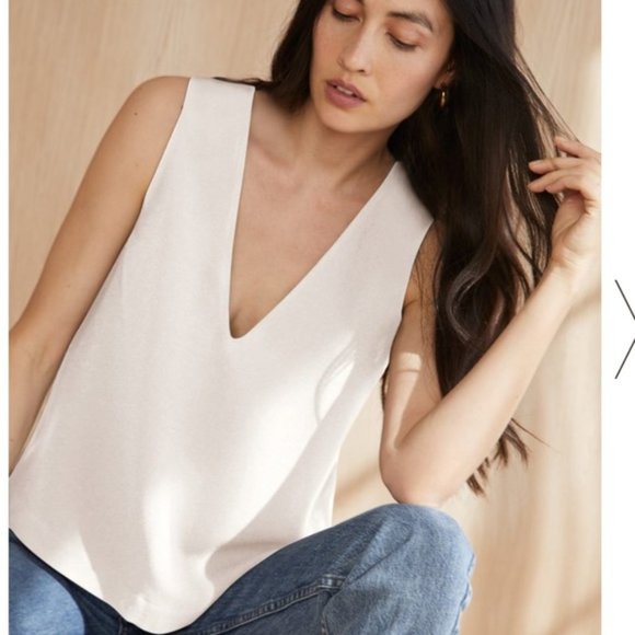 Jenni Kayne Ivory Crepe V-Neck Shell Sleeveless Top M NWT - Picture 11 of 13